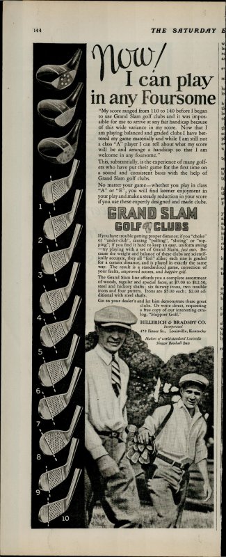 1927 Grand Slam Golf Clubs I Can Play in Any Foursome Vintage Print Ad 3925