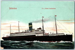 c.1912 S.S. New Amsterdam Steamship Rotterdam Postcard F215