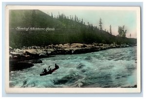 C.1910 People Shooting Whitehorse Rapids Yukon Hand Tinted Real Photo RPPC P141