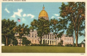 Vintage Postcard State Capitol Building Historic Landmark Augusta Maine Loring