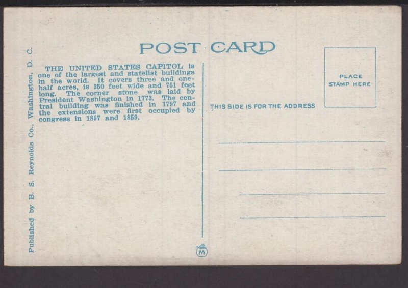 DC WASHINGTON The United States Capitol, corner stone laid in 1773 - WB