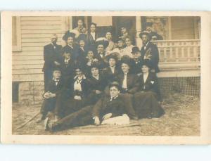 Old rppc GROUP OF PEOPLE Great Postcard AB1373