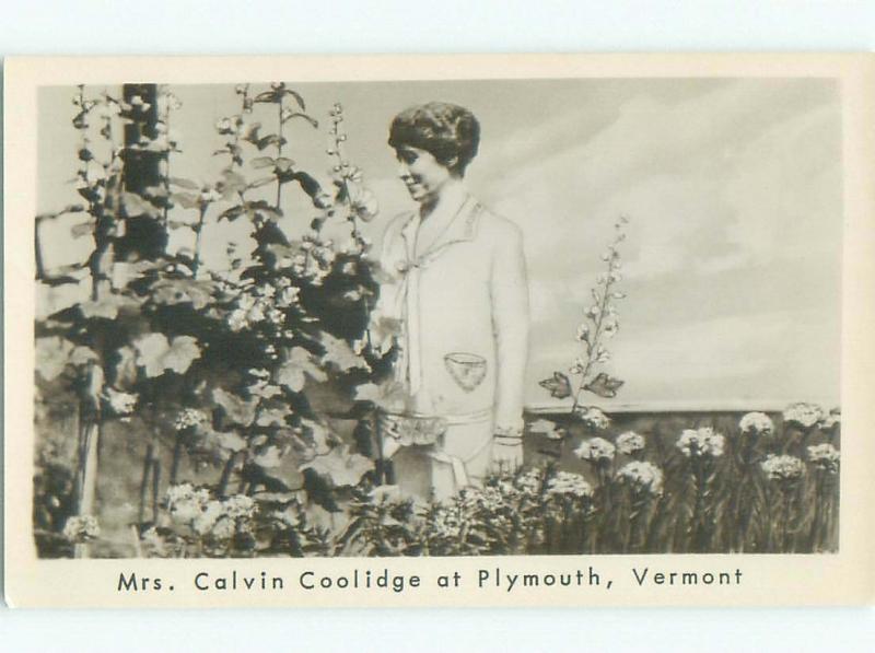 old rppc MRS. CALVIN COOLIDGE Plymouth - Near Killington & Rutland VT i5704