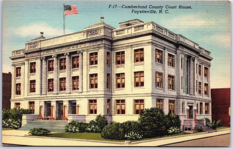VINTAGE POSTCARD THE CUMBERLAND COUNTY COURT HOUSE AT FAYETVILLE NORTH CAROLINA