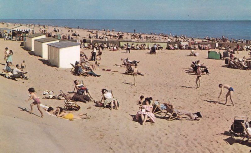 Parents Asleep Children Riot on Caister on Sea Beach Norfolk 1970s Postcard