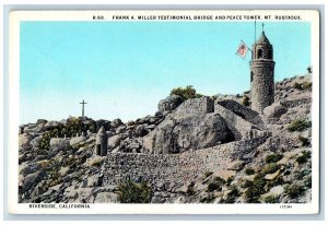 Riverside California CA Postcard Frank Miller Testimonial Bridge c1920s Antique