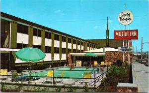 Kamloops BC David Thompson Motor Inn Motel Swimming Pool Postcard D64 *As Is