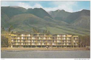 Ocean front view of the Lahaina Roads Apartments, Lahaina, Maui, Hawaii, 40-60s