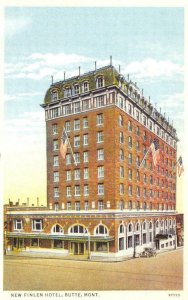 NEW FINLEN HOTEL Butte, Montana US Flags c1950s Vintage Postcard