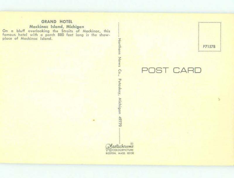 Unused Pre-1980 GRAND HOTEL Mackinac Island Michigan MI hr4288