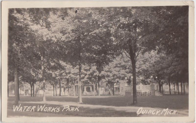 1927 QUINCY Michigan Mich RPPC Real Photo Postcard WATER WORKS PARK 