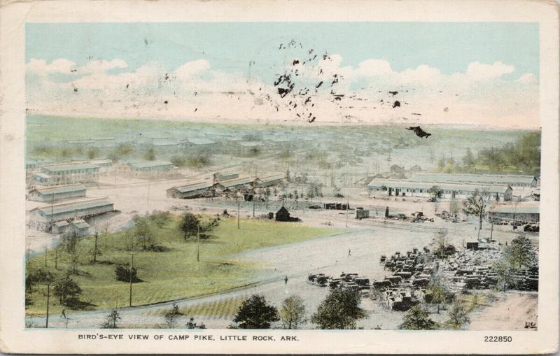 Camp Pike Little Rock AK Arkansas Birdseye c1918 Postcard E48