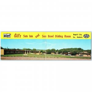 c1960s Rapid City, S.D. Gill's Sun Inn Best Western Motel Wide 11 Postcard A30