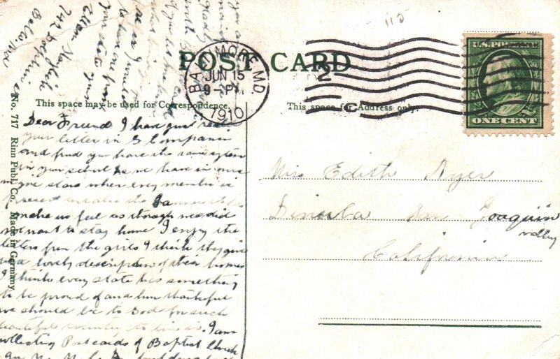 Baltimore, Maryland - Horse & Buggy Mount Royal Ave - Peggy Stuart Mt - 1910