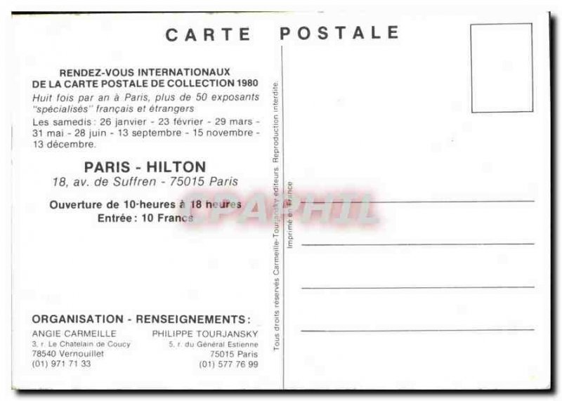 Postcard Modern Appointment card Postale Paris Hilton