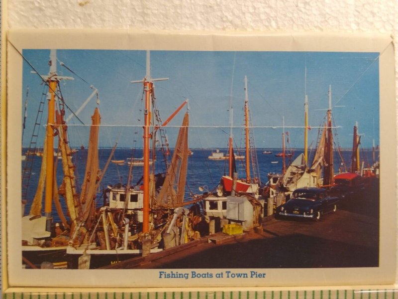 Postcard Folder Fishing Boats at Town Pier, Cape Cod, Provincetown, MA