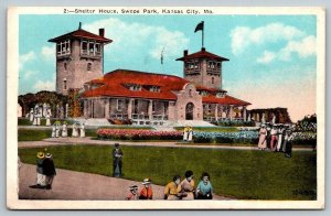 Shelter House  Swope Park  Kansas City  Missouri   Postcard  1927