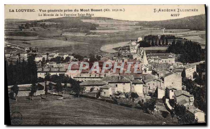 Old Postcard Louvesc general view taken of Mount Besset La Montee de la Fonta...