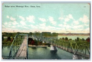 1909 Bridges Across Mississippi River Clinton Iowa IA Antique Posted Postcard