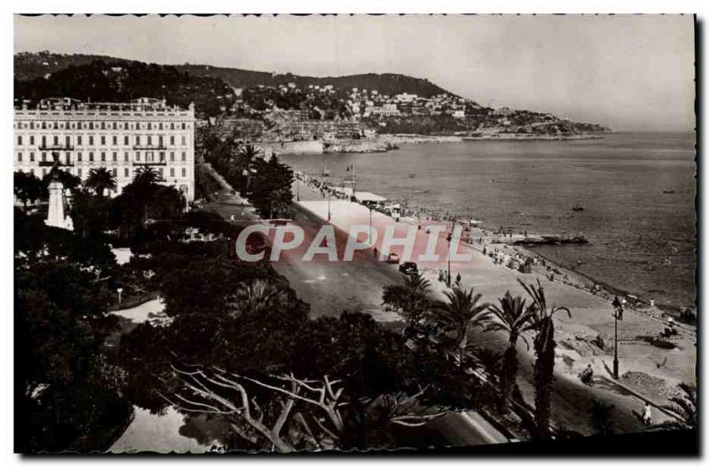 Nice Modern Postcard The Beach Quai des USA and Mont Boron