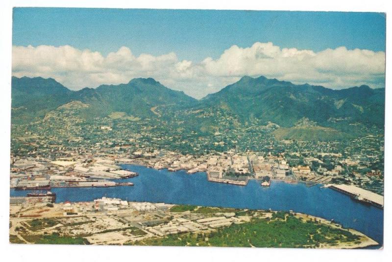 Honolulu Harbor 1965 Postcard Japan Stamp