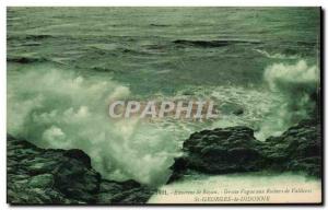 Old Postcard surroundings Royan Big Wave to Vailieres Rocks St Georges de Did...