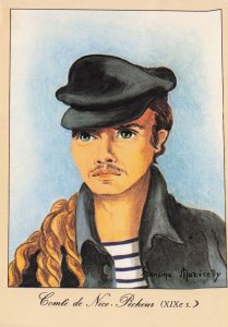 Nice Fisherman French Fishing Painting Portrait Postcard