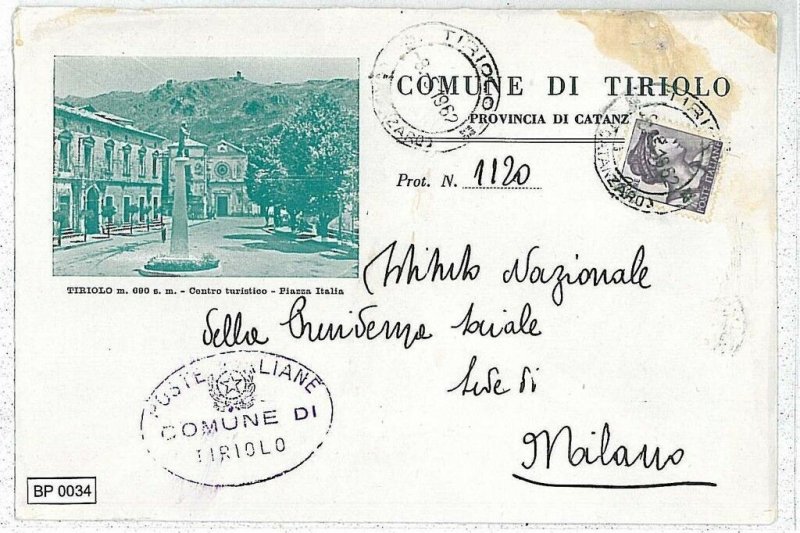 VINTAGE POSTCARD: MUNICIPAL ENVELOPE - CATANZARO: TIRIOLO-