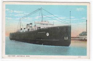 Steamer Car Ferry Ashtabula Ohio 1920c postcard