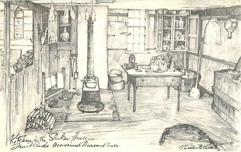 3 Drawing Postcards of Fruitland Museums Harvard MA by Overl