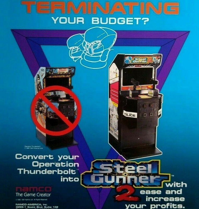 Namco Steel Gunner 2 Arcade FLYER Original 1991 Video Game Paper Artwork Sheet
