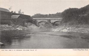 BELLOWS FALLS VERMONT OLD TOLL & RAILROAD BRIDGE UDB POSTCARD c1900s 