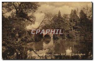 Postcard Old Lake and Bridge Cananon Birmingham Swan Hill Park