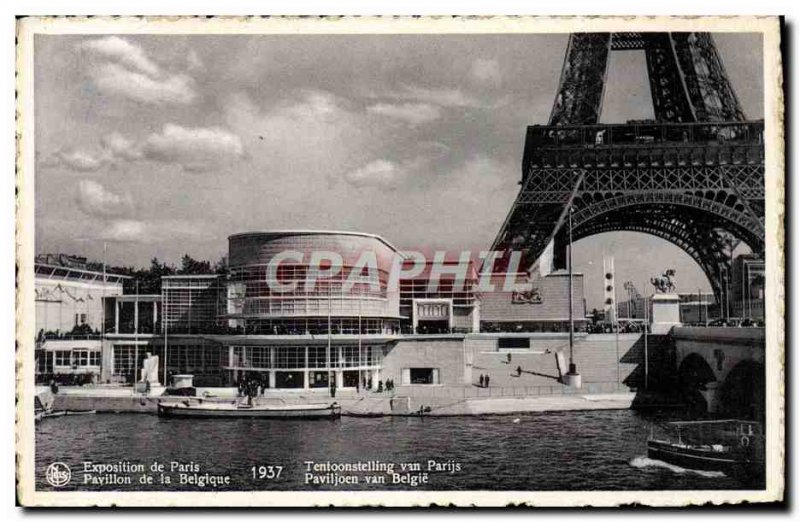 Old Postcard Paris Exhibition Pavilion of Belgium Eiffel Tower