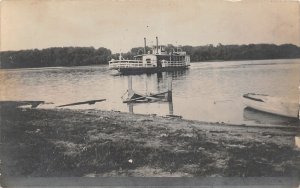 H58/ Interesting Real Photo RPPC Postcard c1910 River Lake Ferry Crossing 7