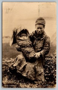 RPPC  Norway Norge  Lappekone  Lapp Wife with Child  Postcard