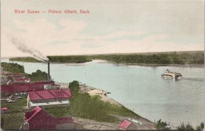 River Scene Prince Albert SK Saskatchewan Steamer Boat Unused Postcard H59