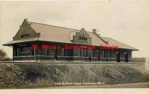 Depot, Minnesota, Alexandria, RPPC, Great Northern Railroad Station