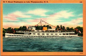 Steamer Mount Washington Lake Winnipesaukee New Hampshire NH Linen Postcard UNP