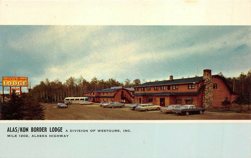 Yukon Territory Canada 1960s Postcard Alas/Kon Border Lodge Motel Alaska Highway