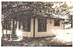 Baraboo WI Cottage #6 Devils Lake Resort #12 in 1951,  Real Photo Postcard