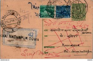 India Postal Stationery Goddess 9p to Kundera
