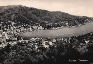 Vintage Postcard Real Photo Panorama Characteristic Castle & Promenade Rapallo