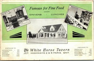 Postcard ON Paris The White Horse Tavern Highways 2 & 5 Multi-View 1940s F27