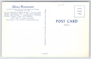 State View~St Ignace MI~Shores Restaurant~3 Views~Business 75 Loop~Vintage PC