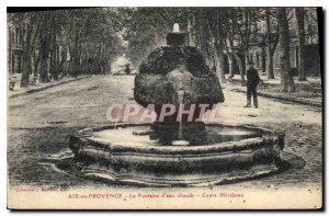 Old Postcard Aix en Provence fountain of hot water Cours Mirabeau