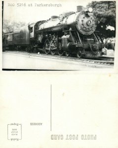 B. & O. 5216 AT PARKERSBURG TRAIN RAILWAY VINTAGE PHOTO POSTCARD RAILROAD RPPC