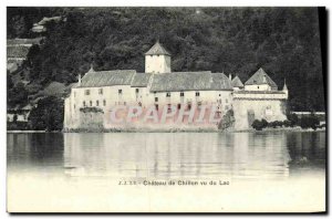 Old Postcard Geneva Chateau de Chillon seen Lake