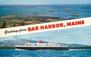 Bar Harbor Maine~Banner Greeting~Porcupine Islands~Frenchmans Bay~Bluenose~1950s