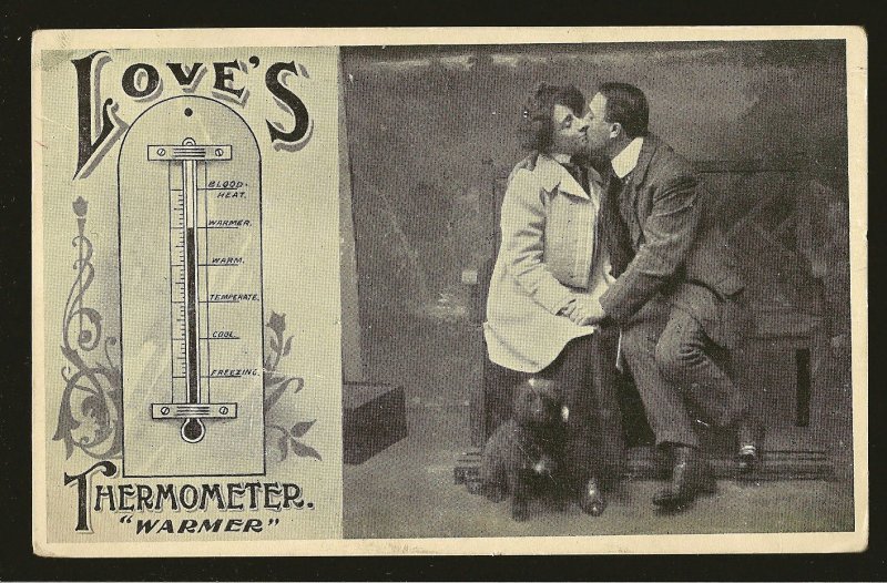 Postmarked 1907 Toronto Canada LOVE'S Thermometer Warmer Living Picture Postcard